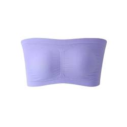 Alleen Damen Trägerlos Gepolster BH Atmungsaktiv Stretch Bra Ohne Bügel Nahtlos Bandeau (Violett, XL) von Alleen