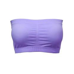 Alleen Damen Trägerlos Gepolster BH Atmungsaktiv Stretch Bra Ohne Bügel Nahtlos Bandeau (Violett, XXL) von Alleen