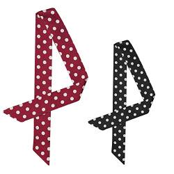 Allegra K 2 Stück 50er Jahre dünner Seide Schal Polka Dots Bund schmales Halstuch Rot Schwarz 196x5cm von Allegra K