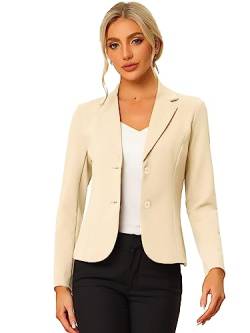 Allegra K Damen Arbeit Büro Reverskragen Stretch Jacke Anzug Blazer, Beige, M von Allegra K