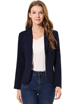 Allegra K Damen Arbeit Büro Reverskragen Stretch Jacke Anzug Blazer, marineblau, 30 von Allegra K