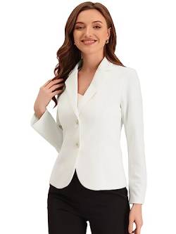 Allegra K Damen Arbeitsjacke Büro Reverskragen Stretch Jacke Anzug Blazer, Weiss/opulenter Garten, L von Allegra K