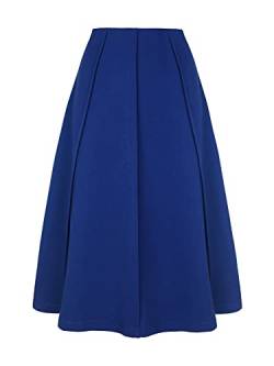 Allegra K Damen Ausgestellter Faltenrock in A-Linie mit hoher Taille und hoher Taille Röcke Königsblau S von Allegra K