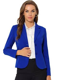 Allegra K Damen Blazer Elegant Langarm Reverskragen Knopfleiste Business Jacke König Blau L von Allegra K