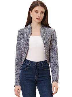 Allegra K Damen Bolero Kariert Elegant Strickjacke Offen Shrug Kurz Geschnittenes Oberteil Dunkelgrau XS von Allegra K