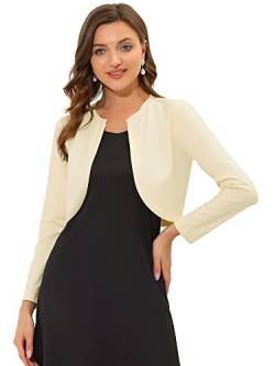 Allegra K Damen Bolero mit gebogenem Saum, vorne offen, Beige, Mittel von Allegra K