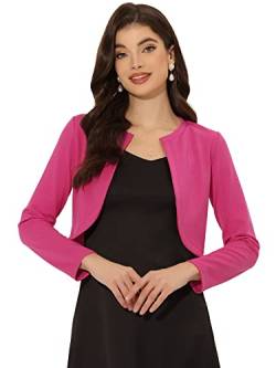 Allegra K Damen Bolero mit gebogenem Saum, vorne offen, Fuchsia, Klein von Allegra K