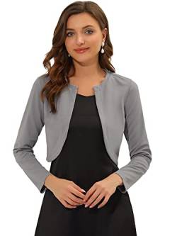 Allegra K Damen Bolero mit gebogenem Saum, vorne offen, GRAU, Groß von Allegra K