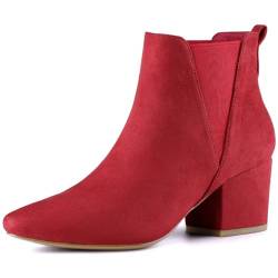 Allegra K Damen-Chelsea-Stiefel mit spitzer Zehenpartie und Blockabsatz Rot 39 von Allegra K