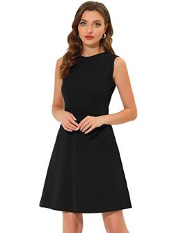 Allegra K Damen Elegant Kleid A Linie Rundhals Ausschnitt Sommerkleid Casual Minikleid Schwarz L von Allegra K