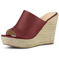 Allegra K Damen Espadrille Wedge Plateau Pantoletten Burgund 39 von Allegra K