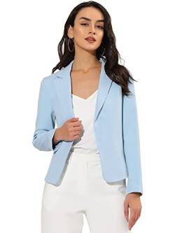 Allegra K Damen Gekerbter Kragen Offen Blazer Freizeit Jacke Büro Sakko Himmelblau S von Allegra K