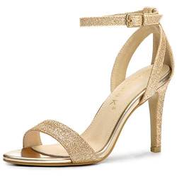 Allegra K Damen Glitzer Knöchelriemen Stiletto High Heel Sandalen Gold 40 von Allegra K