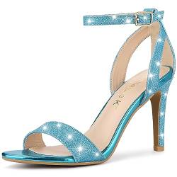 Allegra K Damen Glitzer Knöchelriemen Stiletto High Heel Sandalen blauer See 39 von Allegra K