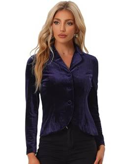 Allegra K Damen Halloween Kostüm Blazer Velvet Langarm Reverskragen Knopfleiste Front Samt Arbeit Jacke Dunkel Lila M von Allegra K