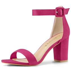 Allegra K Damen High Chunky Heel Schnalle Knöchelriemen Sandalen Pink 42 von Allegra K