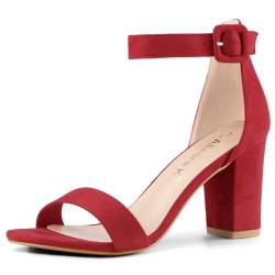 Allegra K Damen High Chunky Heel Schnalle Knöchelriemen Sandalen Rot 38 von Allegra K