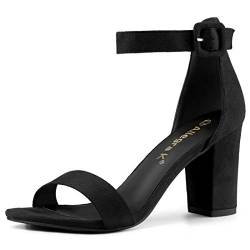 Allegra K Damen High Chunky Heel Schnalle Knöchelriemen Sandalen Schwarz 42 von Allegra K