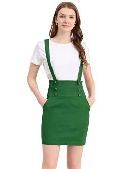 Allegra K Damen Hohe Taille Strapse Verstellbarer Riemen Party Bleistift Hosenträger Kurzer Rock Overalls, Grün , X-Small von Allegra K