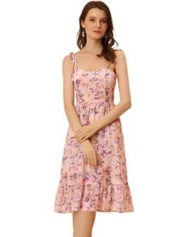 Allegra K Damen Kleider Blumen Lässig Spaghettiträger Minikleid Kleid Rosa M von Allegra K