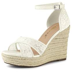 Allegra K Damen Knöchelriemen Espadrille Wedge Heel Wedge Sandalen Weiß 40 von Allegra K