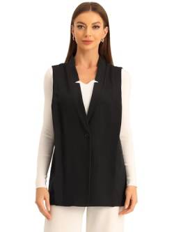 Allegra K Damen Lässige Blazer-Weste, Ärmellose Cardigan-Westen Mit Offenem Reverskragen Vorne Schwarz S von Allegra K