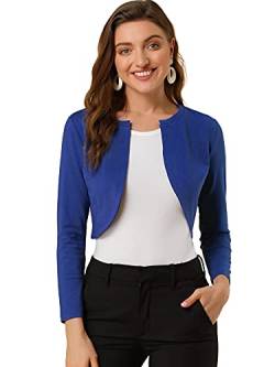 Allegra K Damen Langarm Bolero Offen Elegante Crop Jacke Arbeit Shrug Blau S von Allegra K