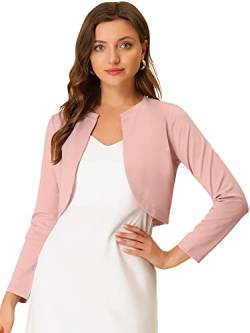 Allegra K Damen Langarm Bolero Offen Elegante Crop Jacke Arbeit Shrug Rosa L von Allegra K