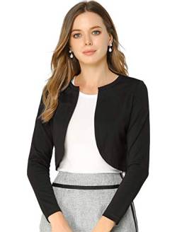 Allegra K Damen Langarm Bolero Offen Elegante Crop Jacke Arbeit Shrug Schwarz XS von Allegra K