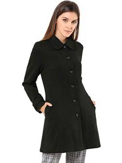 Allegra K Damen Langarm Bubikragen Einreiher Streifen Trenchcoat Mantel Schwarz XS von Allegra K