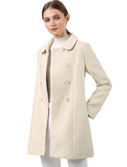 Allegra K Damen Langarm Bubikragen Zweireiher Trenchcoat Mantel Beige M von Allegra K