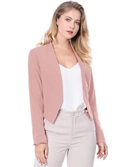 Allegra K Damen Langarm Offen Asymmetrisch Crop Blazer Jacke Rosa M von Allegra K