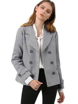 Allegra K Damen Langarm Revers Zweireiher Button Peacoat Mantel Grau XL von Allegra K