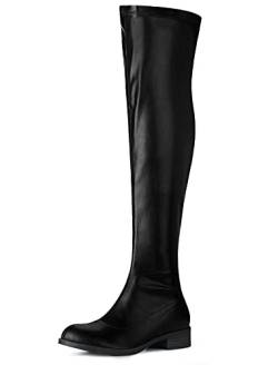 Allegra K Damen Overknee Stiefel mit runden Zehen und Blockabsatz Schwarz 41 von Allegra K