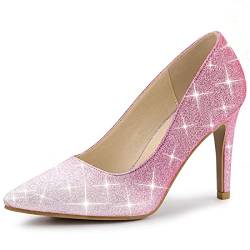 Allegra K Damen Party Glitter Stiletto High Heels Pumps Rosa 37 von Allegra K