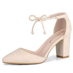 Allegra K Damen Pumps mit spitzer Zehenpartie und Schnürung Beige 36 von Allegra K