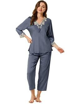 Allegra K Damen-Pyjama-Sets Nachtwäsche Weiche Damen-Nachtanzug-Lounge-Sets Dunkelgrau M von Allegra K