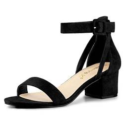 Allegra K Damen-Sandalen mit Knöchelriemen und Blockabsatz Schwarz 36 von Allegra K