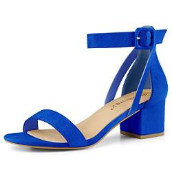 Allegra K Damen-Sandalen mit Knöchelriemen und Blockabsatz Tiefblau 38 von Allegra K