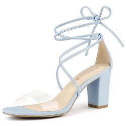 Allegra K Damen Sandalen mit klarem Absatz und Blockabsatz zum Schnüren Blau 37 von Allegra K