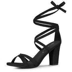 Allegra K Damen Schnürsandalen mit hohem Blockabsatz Schwarz 38 von Allegra K