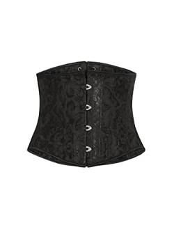 Allegra K Damen Sexy Lace-Up Stahl Schnürkorsett Retro Shaper Bustier Crop Top Schwarz S von Allegra K