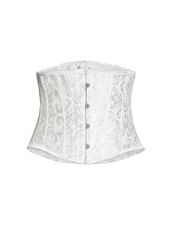 Allegra K Damen Sexy Lace-Up Stahl Schnürkorsett Retro Shaper Bustier Crop Top Weiß L von Allegra K