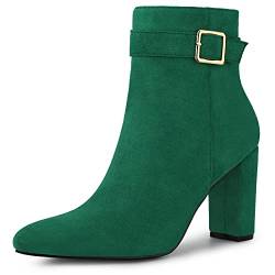 Allegra K Damen Spitze Zehe Schnalle Dekor Ferse Knöchel Booties, smaragdgrün, 40 EU von Allegra K