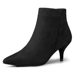 Allegra K Damen Stiefeletten mit spitzer Zehe und Reißverschluss mit Kätzchenabsatz Schwarz 39 von Allegra K