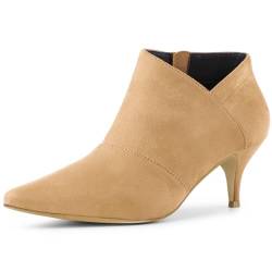 Allegra K Damen-Stiefeletten mit spitzer Zehenpartie und Kitten-Heel-Ausschnitt Khaki 41 von Allegra K