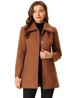 Allegra K Damen Umlegekragen Einreiher Taschen Trenchcoat Mantel Braun XL von Allegra K