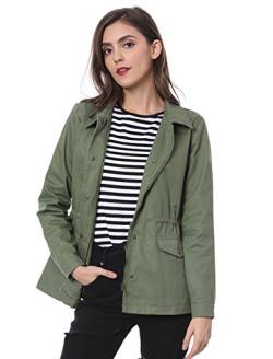 Allegra K Damen Umlegekragen Reißverschluss Kordelzug Trenchcoat Jacke Grün L von Allegra K