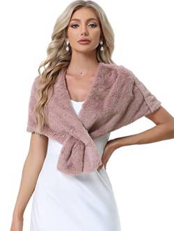 Allegra K Damen Winter Stola Braut Hochzeit Faux Fur Shawl Wraps Kunstpelz Schal Rosa M von Allegra K