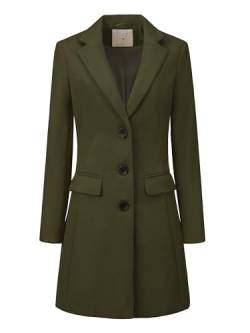 Allegra K Damen Wollmantel Langarm Kammgarn Knopfleiste Trenchcoat Mantel Olive Grün M von Allegra K